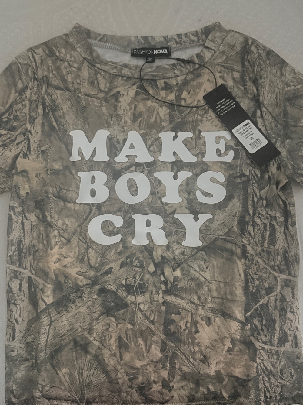 Fashion Nova Men Camo 'MAKE BOYS CRY' Tee - Olive/Tan